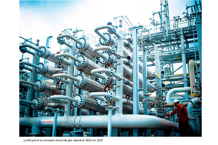 La EIA prevé un consumo récord de gas natural en EEUU en 2025