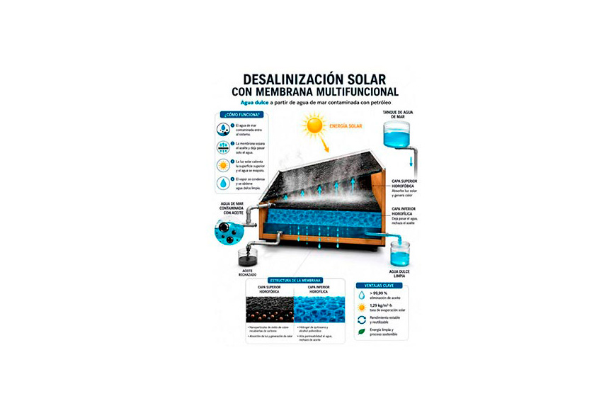 La UNIST desarrolla una membrana solar que elimina el 99,99 % del petróleo del agua