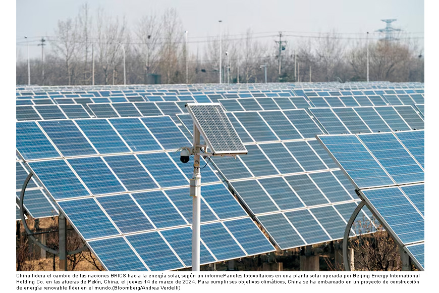 China lidera el cambio de las naciones BRICS hacia la energía solar, según un informe